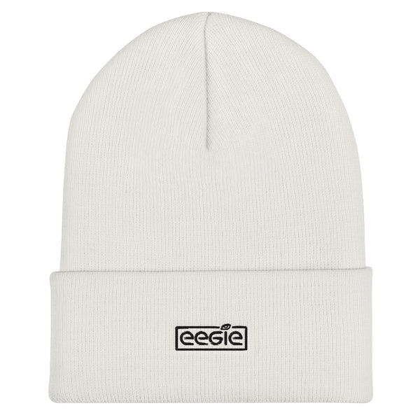 Cuffed Beanie hat white and black - eegie